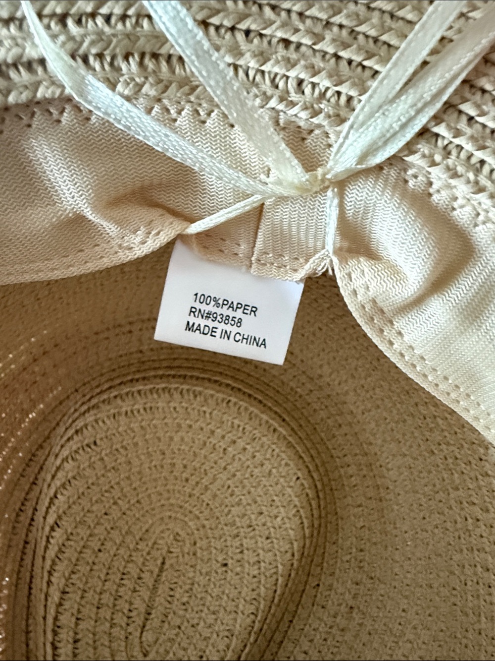 Straw Sun Hat with Thin Band - Natural Beige - Picture 3 of 8